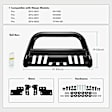 YHTBUR0045 3 Inch Black Carbon Steel Bull Bar Front Bumper Grille Guard with Skid Plate