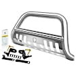 YHTBUR0084 3 Inch Silver S/S 304 Bull Bar Front Bumper Grille Guard with Skid Plate
