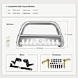 YHTBUR0084 3 Inch Silver S/S 304 Bull Bar Front Bumper Grille Guard with Skid Plate