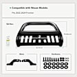 YHTBUR0102 3 Inch Black Carbon Steel Bull Bar Front Bumper Grille Guard with Skid Plate