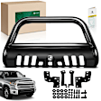 YHTBUR0107 3 Inch Black Carbon Steel Bull Bar Front Bumper Grille Guard with Skid Plate