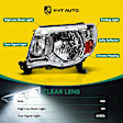 YHTHDL0001 2 Pcs Front Clear Chrome Headlights Headlamps Assembly