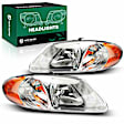 YHTHDL0003 2 Pcs Front Clear Chrome Headlights Head Lamp Assembly