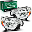 YHTHDL0010 2 Pcs Clear Black Front Halogen Headlights Assembly