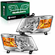 YHTHDL0011 2 Pcs Clear Chrome Front Halogen Headlights Assembly