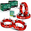 YHTWSP0112 4 Pcs Red 6x5.5 to 6x5.5 inches Wheel Spacers M12x1.5 108mm 1 inch