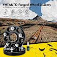 YHTWSP0436 2 Pcs Black 5x4.5 to 5x4.5 inches Wheel Spacers M12x1.5 64.1mm 0.79 inches