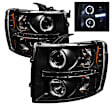 2007 Chevrolet Silverado 3500 HD - Driver and Passenger Side Halogen Headlight, With bulb(s), Black Housing w/ LED Halo, Clear Lens, Black Interior, Signature Series