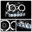 5010254 Driver and Passenger Side Halogen Headlight, With bulb(s) - Smoked Lens Chrome Interior, Projector, LED Round Halo