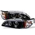 5010391 Driver and Passenger Side Headlight, With bulb(s) - Clear Lens Black Interior, Halogen Projector, 2 LED Halo, with Park/Signal Light 1-pc Design
