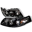 5010445 Driver and Passenger Side Halogen Headlight, With bulb(s), Clear Lens, Black Interior, Signature Series