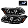 2008 Honda Accord - Driver and Passenger Side Halogen Headlight, With bulb(s), Clear Lens, Black Interior, Sedan, Signature Series