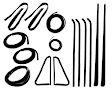 1964 GMC 1000 Series - Weatherstrip Kit, For Models With All Black Windshield Trim And Rear Window Trim