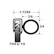UWS 133-25 Universal Bulb Seal, 3/4" Bulb at Side - Grip Edges from 7/64 to 1/8, 25 Feet Roll