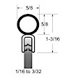 UWS 139-25 Universal Bulb Seal, 5/8" Bulb at Top - Grip Edges from 1/16 to 3/32, 25 Feet Roll