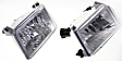 Driver and Passenger Side Headlights, without Bulb, Halogen, Clear Lens, Chrome Interior
