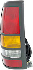 Driver Side Tail Light, with Bulb, Halogen, Amber, Clear and Red Lens, With Black Bezel, Fleetside