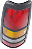 Driver Side Tail Light, with Bulb, Halogen, Amber, Clear and Red Lens, With Black Bezel, Fleetside