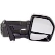 Passenger Side Towing Mirror, Power Adjust, Heated, Power Folding, Chrome, In-housing Signal Light, With Memory, With Puddle Light, No Auto-Dim, With Blind Spot Detection in Glass