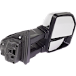 Passenger Side Towing Mirror, Power Adjust, Heated, Power Folding, Chrome, In-housing Signal Light, With Memory, With Puddle Light, No Auto-Dim, With Blind Spot Detection in Glass