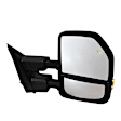 Passenger Side Towing Mirror, Power Adjust, Heated, Manual Folding, Textured Black, In-housing Signal Light, No Memory, With Puddle Light, No Auto-Dim, With Blind Spot Glass