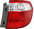 Passenger Side, Outer Tail Light, without Bulb, Halogen, Clear and Red Lens, CAPA CERTIFIED
