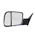 Driver Side Towing Mirror, Upper - Power Adjust, Lower - Manual Adjust, Heated Upper Glass; Non-Heated Lower Glass, Power Folding, Chrome, In-housing Signal Light, With Memory, With Puddle Light