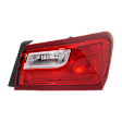 Passenger Side, Outer Tail Light, with Bulb, Halogen, Clear and Red Lens, CAPA CERTIFIED