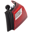 Passenger Side, Outer Tail Light, with Bulb, Halogen, Clear and Red Lens, CAPA CERTIFIED