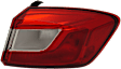Passenger Side, Outer Tail Light, with Bulb, Halogen, Clear and Red Lens, CAPA CERTIFIED