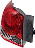 Driver Side, Outer Tail Light, with Bulb, Halogen, Clear and Red Lens, CAPA CERTIFIED