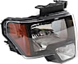 Passenger Side Headlight, with Bulb, Halogen, Black Trim