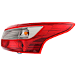 Passenger Side, Outer Tail Light, with Bulb, Halogen, Clear and Red Lens, Sedan, CAPA CERTIFIED