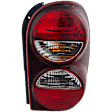 Passenger Side Tail Light, with Bulb, Halogen, Clear and Red Lens, Without Tail Lamp Guard, Except Renegade Model, CAPA CERTIFIED