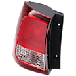 Driver Side, Outer Tail Light, with Bulb, Halogen, Clear and Red Lens, CAPA CERTIFIED