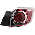 Passenger Side, Outer Tail Light, with Bulb, Halogen, Clear and Red Lens, Hatchback, CAPA CERTIFIED
