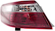 Driver Side, Outer Tail Light, with Bulb, Halogen, Clear and Red Lens, Except Hybrid Model, USA Built Vehicle, CAPA CERTIFIED