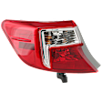 Driver Side, Outer Tail Light, with Bulb, Halogen, Clear and Red Lens, CAPA CERTIFIED