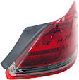 Passenger Side, Outer Tail Light, with Bulb, Halogen, Clear and Red Lens, CAPA CERTIFIED
