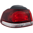 Driver Side, Outer Tail Light, without Bulb, Halogen, Clear and Red Lens