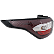 Driver Side, Outer Tail Light, with Bulb, Halogen, Red and Clear Lens, Chrome Interior, CAPA Certified
