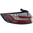 Driver Side, Outer Tail Light, with Bulb, LED, Clear and Red Lens, CAPA CERTIFIED