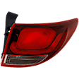 Passenger Side, Outer Tail Light, with Bulb, Halogen, Clear and Red Lens, Except Sport Model, CAPA CERTIFIED