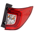 Passenger Side, Outer Tail Light, with Bulb, LED, Clear and Red Lens, CAPA CERTIFIED