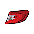Passenger Side, Outer Tail Light, with Bulb, Halogen, Clear and Red Lens, CAPA CERTIFIED
