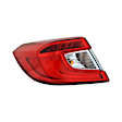 Driver Side, Outer Tail Light, with Bulb, Halogen, Clear and Red Lens