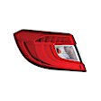 Driver Side, Outer Tail Light, with Bulb, Halogen, Clear and Red Lens, CAPA CERTIFIED