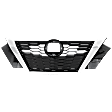 Center Grille, Black Shell with Chrome Insert, 4 Cyl., 2.0L Engine, For Models without Front View Camera, CAPA CERTIFIED