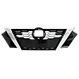 Center Grille, Black Shell with Chrome Insert, 4 Cyl., 2.0L Engine, For Models without Front View Camera, CAPA CERTIFIED