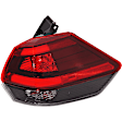Passenger Side, Outer Tail Light, with Bulb, Halogen, Clear and Red Lens, CAPA CERTIFIED